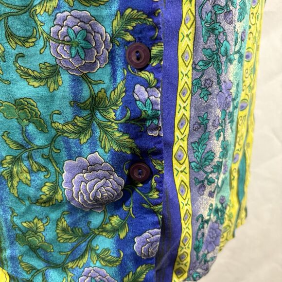 Vintage Bentley Plus Women's 20 Boho Rayon Button-Up Shirt Floral Festival Top - Picture 3 of 16